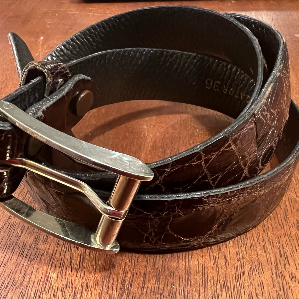 Vintage Men’s Alligator Brown Leather Belt Size 36